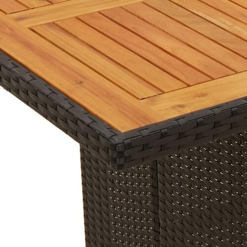 Havebord med top i akacietræ 190x80x74 cm polyrattan sort