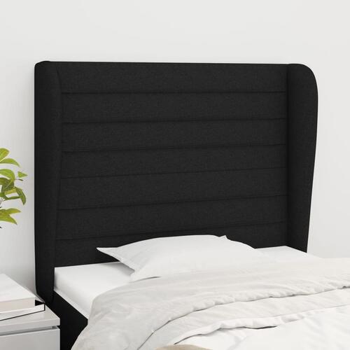 Sengegavl med kanter 103x23x118/128 cm stof sort