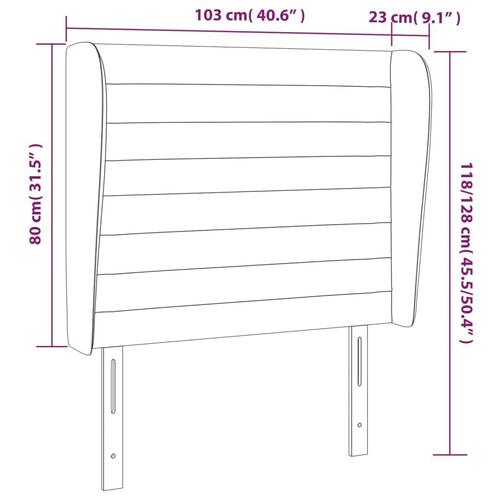 Sengegavl med kanter 103x23x118/128 cm stof sort
