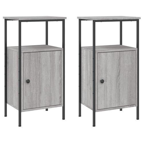 Sengeborde 2 stk. 41x31x80 cm konstrueret træ grå sonoma-eg