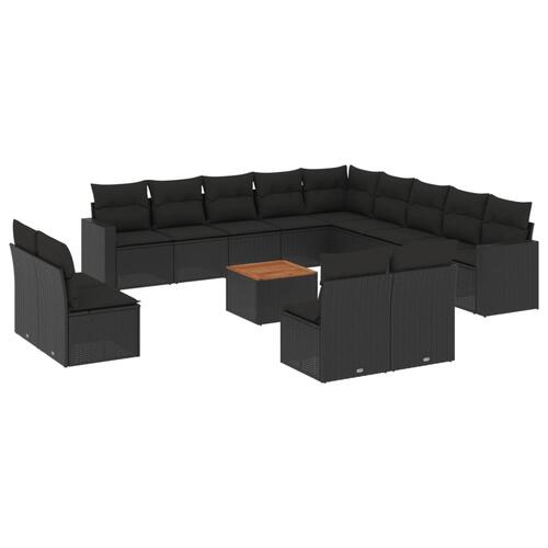 Sofasæt til haven 14 dele med hynder polyrattan sort