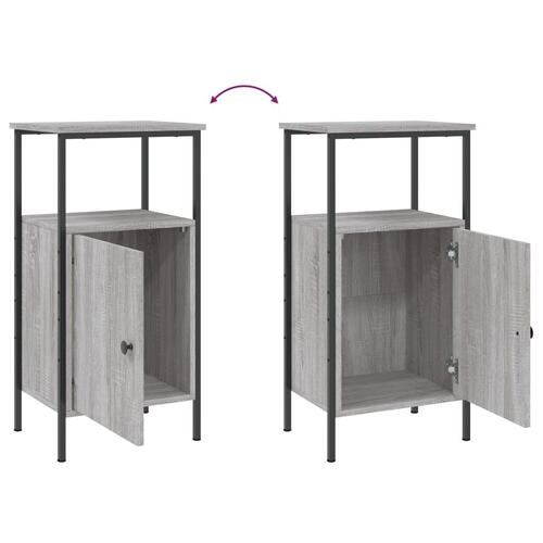 Sengeborde 2 stk. 41x31x80 cm konstrueret træ grå sonoma-eg