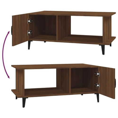 Sofabord 90x50x40 cm konstrueret træ brun egetræsfarve