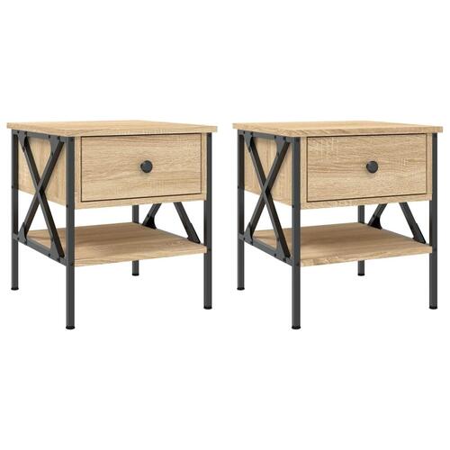 Sengeborde 2 stk. 40x42x45 cm konstrueret træ sonoma-eg