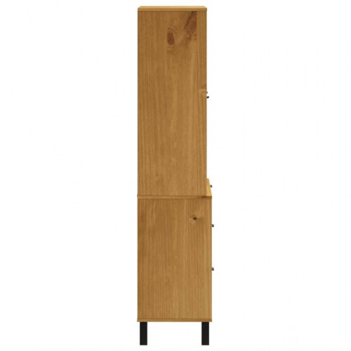 Skænk med glaslåger FLAM 80x40x80 cm massivt fyrretræ
