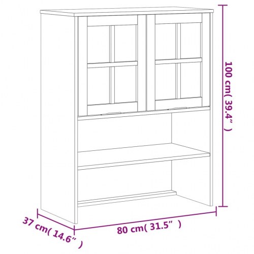 Skænk med glaslåger FLAM 80x40x80 cm massivt fyrretræ