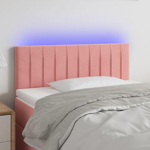 Sengegavl med LED-lys 90x5x78/88 cm fløjl lyserød