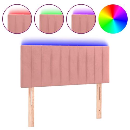 Sengegavl med LED-lys 90x5x78/88 cm fløjl lyserød