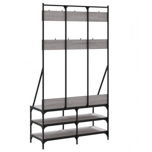 Tøjstativ med skoopbevaring 100x40x184 cm grå sonoma-eg