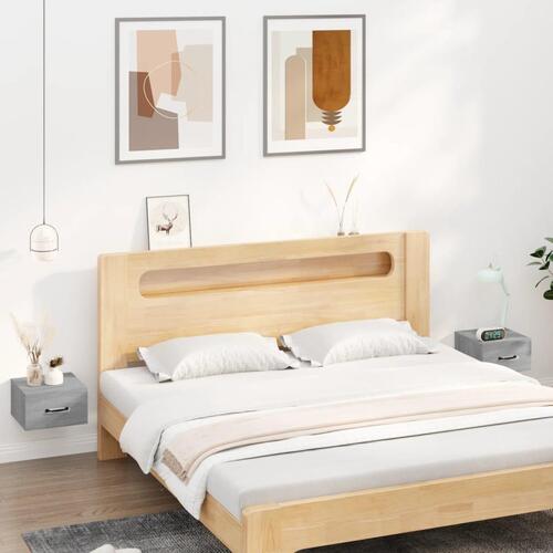 Væghængte sengeborde 2 stk. 35x35x20 cm grå sonoma-eg