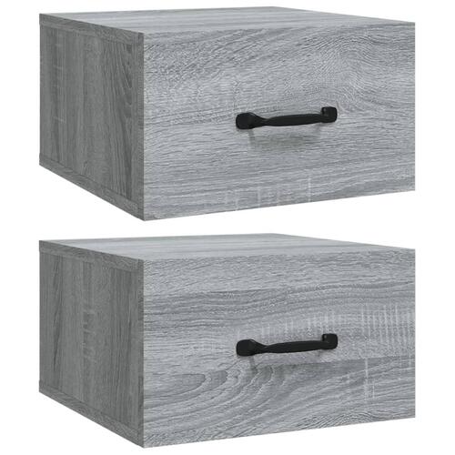 Væghængte sengeborde 2 stk. 35x35x20 cm grå sonoma-eg