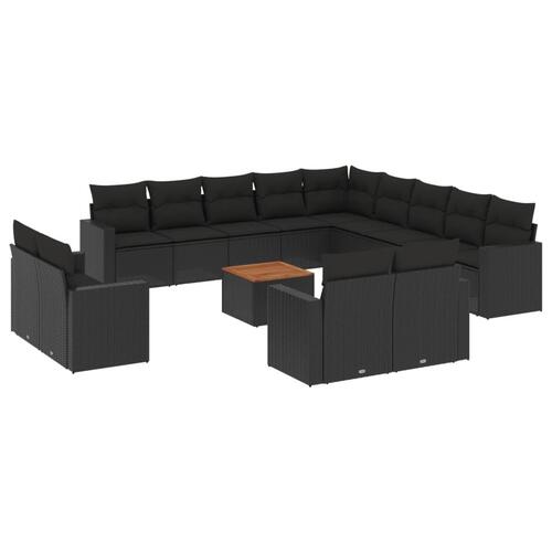 Sofasæt til haven 14 dele med hynder polyrattan sort