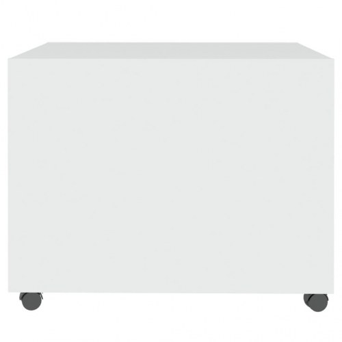 Sofabord på hjul 55 × 55 × 40 cm - konstrueret træ, hvid