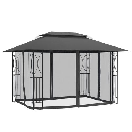 Pavillon med sidevægge 400x300x270 cm stål antracitgrå