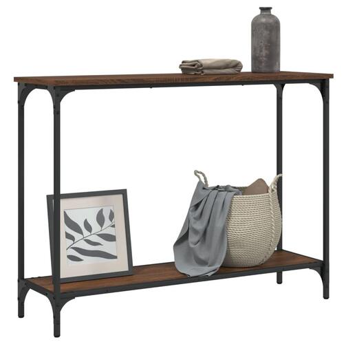 Konsolbord 101x30,5x75 cm konstrueret træ brun egetræsfarve