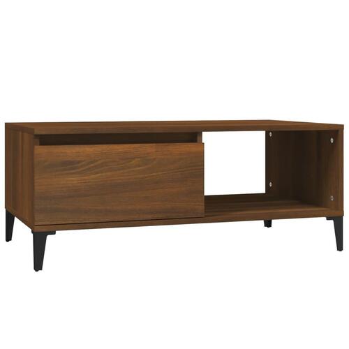 Sofabord 90x50x36,5 cm konstrueret træ brun egetræsfarve