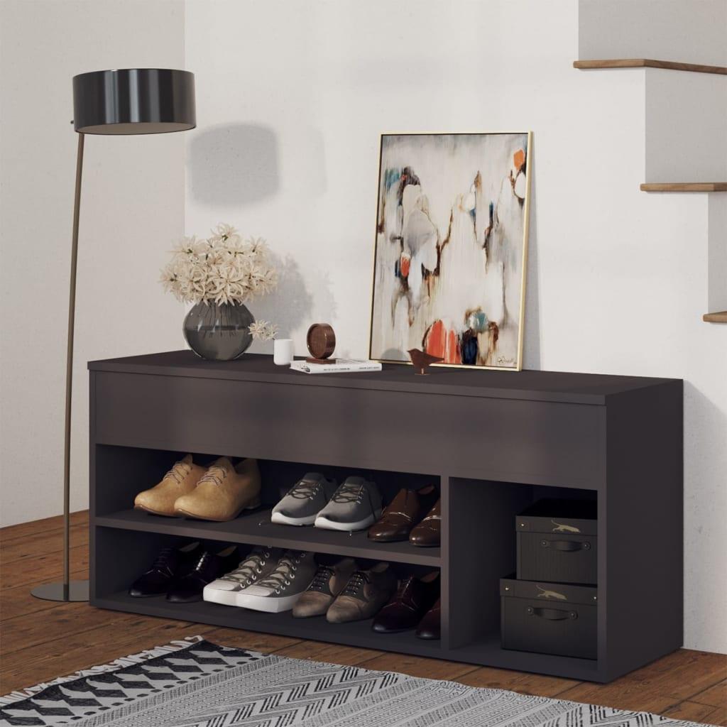 Skobænk 105x30x45 cm spånplade grå