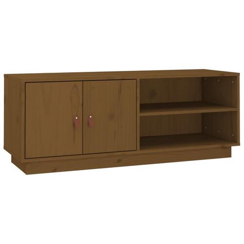 Tv-bord 105x34x40 cm massivt fyrretræ gyldenbrun