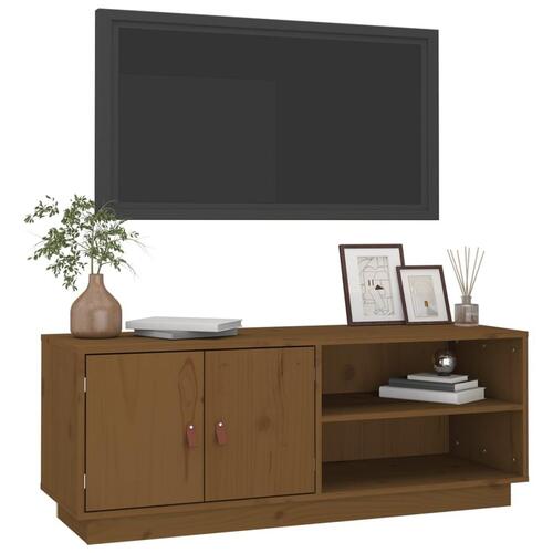 Tv-bord 105x34x40 cm massivt fyrretræ gyldenbrun