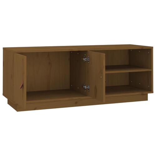 Tv-bord 105x34x40 cm massivt fyrretræ gyldenbrun