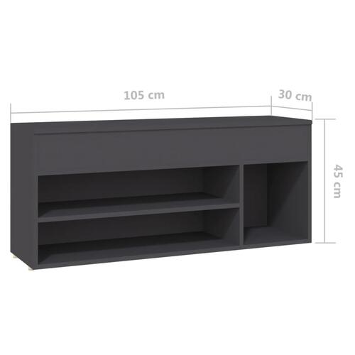 Skobænk 105x30x45 cm spånplade grå