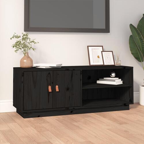 Tv-bord 105x34x40 cm massivt fyrretræ sort