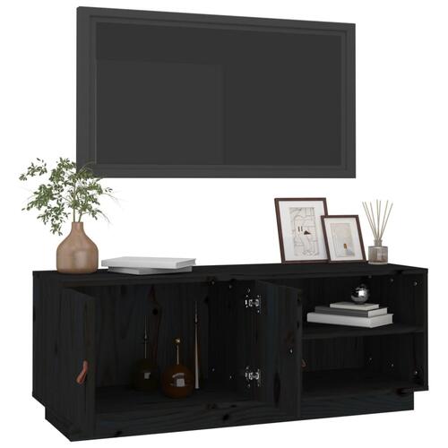 Tv-bord 105x34x40 cm massivt fyrretræ sort