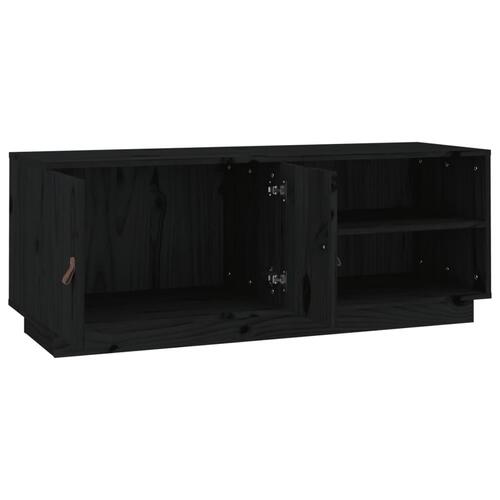 Tv-bord 105x34x40 cm massivt fyrretræ sort