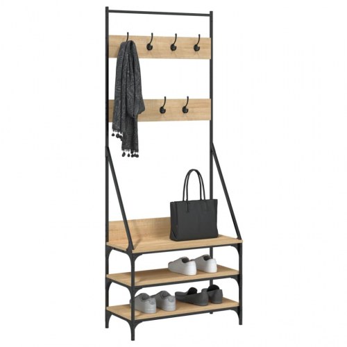 Tøjstativ med skoopbevaring 72x34x184 cm sonoma-eg