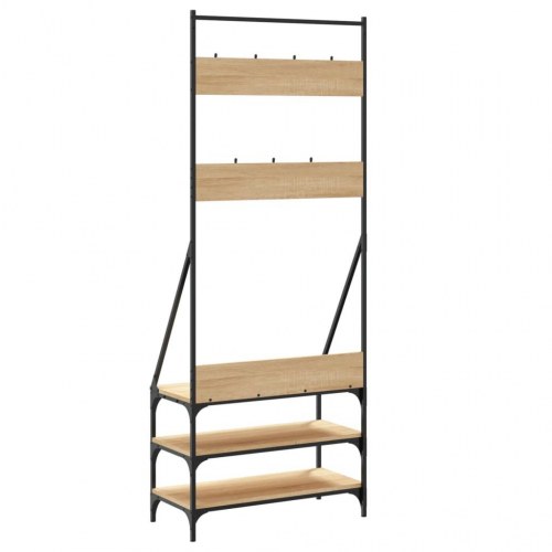 Tøjstativ med skoopbevaring 72x34x184 cm sonoma-eg