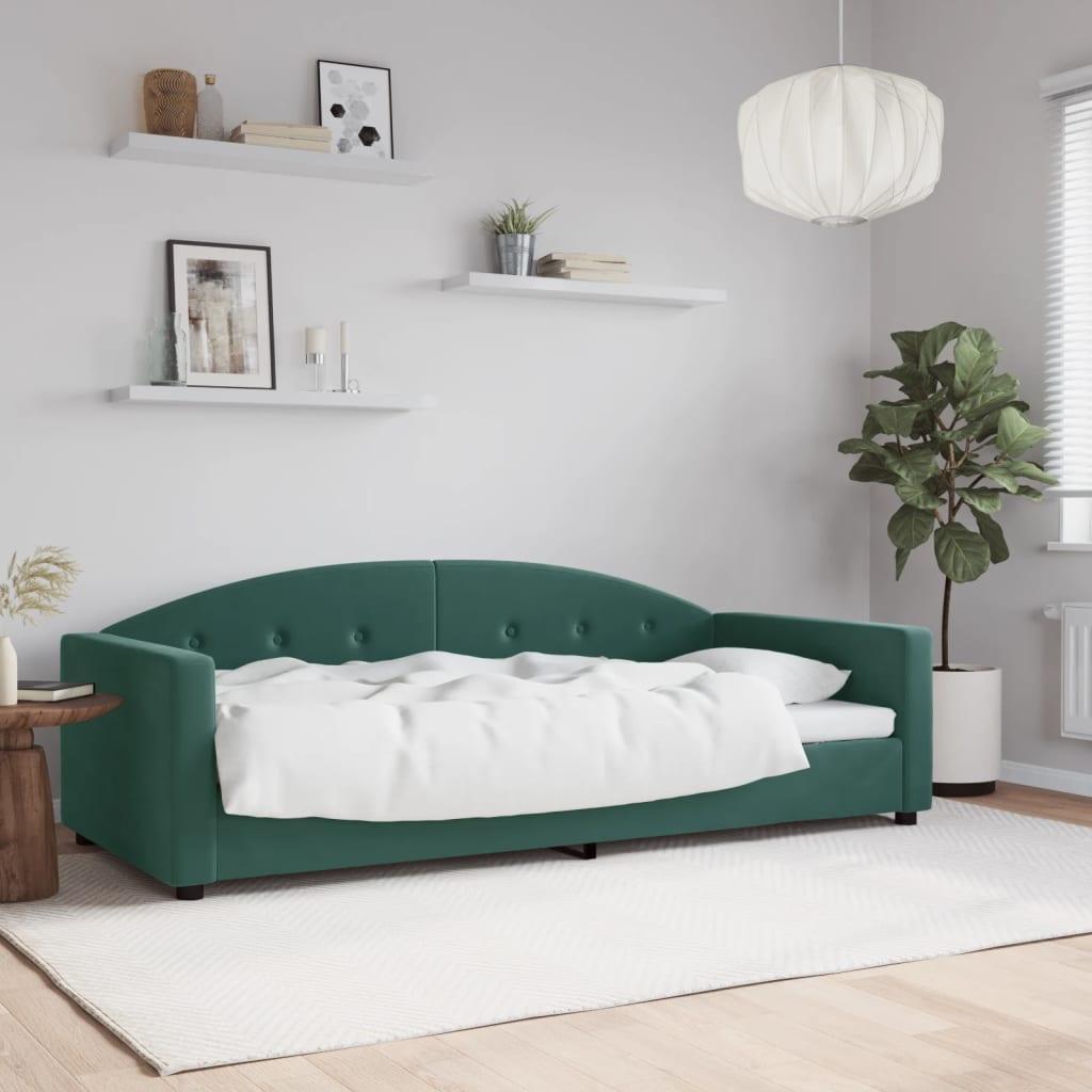 Daybed 90x200 cm velour mørkegrøn billede