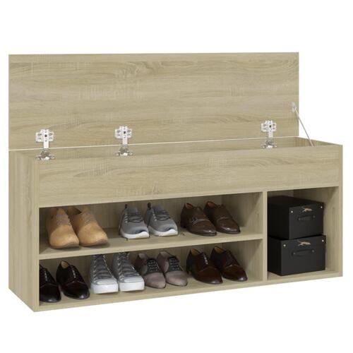 Skobænk 105x30x45 cm spånplade sonoma-eg