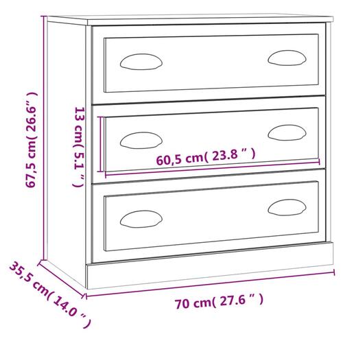 Skænk 70x35,5x67,5 cm konstrueret træ hvid