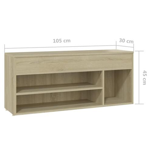 Skobænk 105x30x45 cm spånplade sonoma-eg