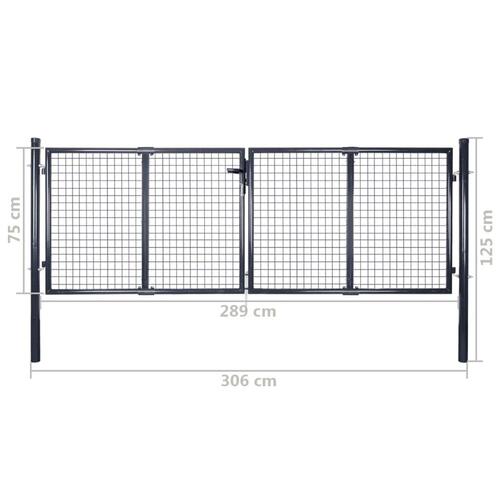 Havelåge i trådnet galvaniseret stål 289 x 75 cm grå