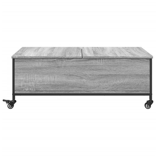 Sofabord med hjul 91x55x34 cm konstrueret træ grå sonoma-eg