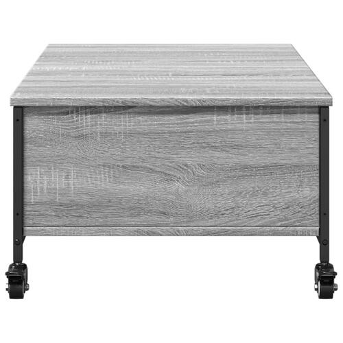 Sofabord med hjul 91x55x34 cm konstrueret træ grå sonoma-eg