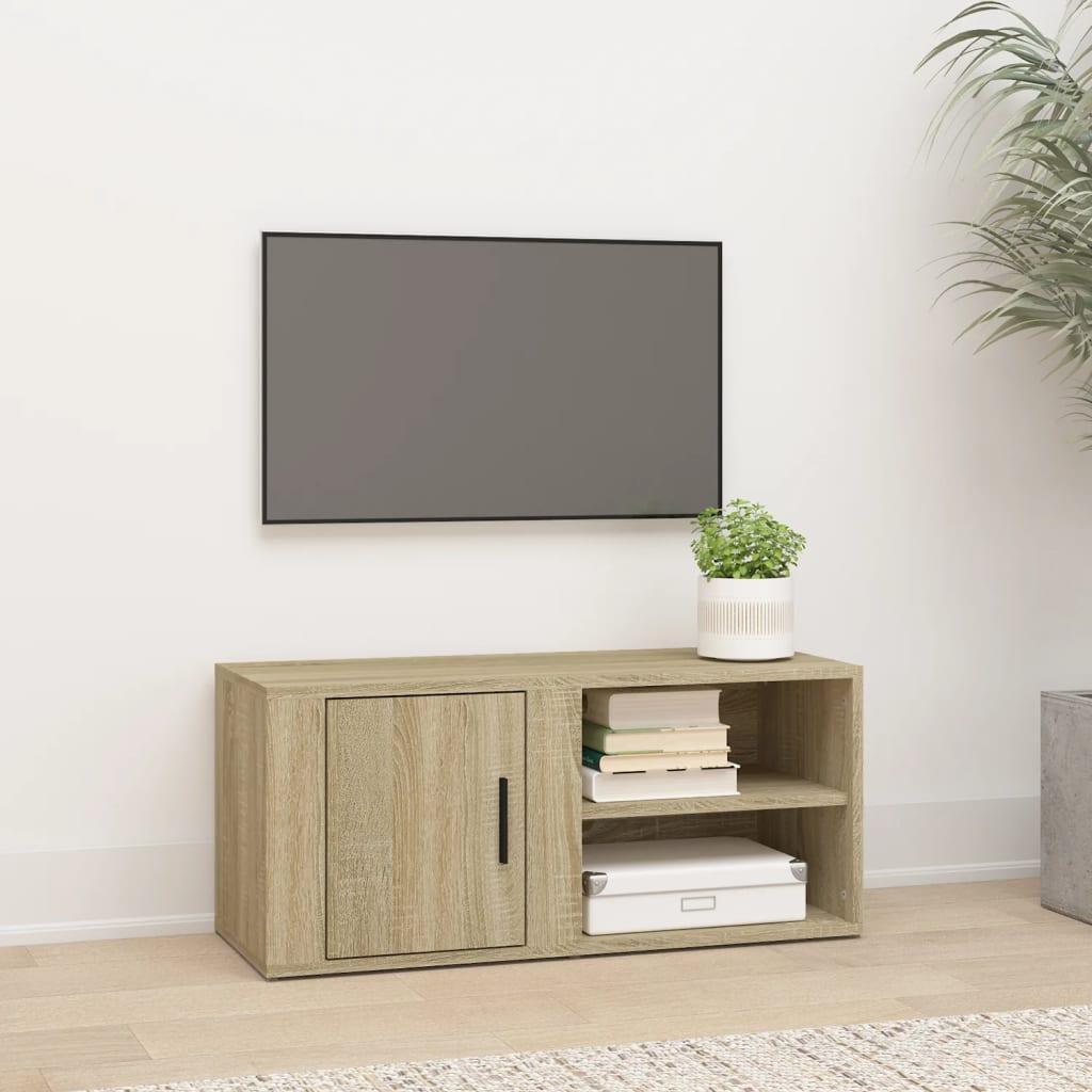 Tv-bord 80x31,5x36 cm konstrueret træ sonoma-eg