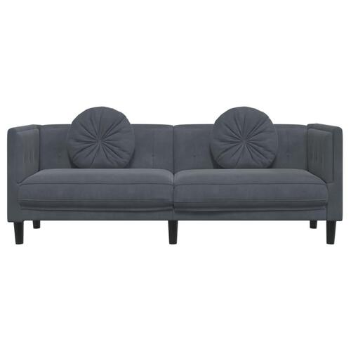3-personers sofa med hynder velour mørkegrå