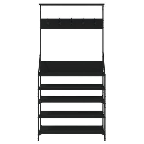Tøjstativ med skoopbevaring 90x34x184 cm sort