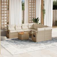Sofasæt til haven 9 dele med hynder polyrattan beige