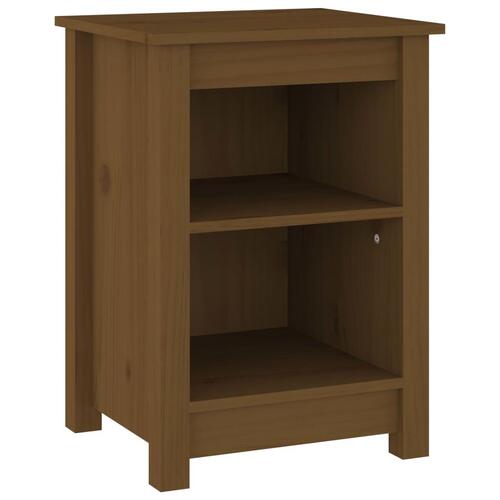 Sengeborde 2 stk. 40x35x55 cm massivt fyrretræ gyldenbrun