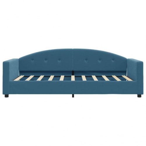 Daybed 80x200 cm i velour - blå sovesofa til stue og soveværelse