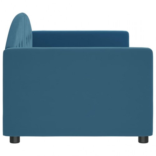 Daybed 80x200 cm i velour - blå sovesofa til stue og soveværelse