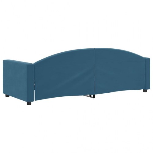 Daybed 80x200 cm i velour - blå sovesofa til stue og soveværelse