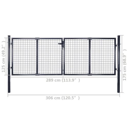 Havelåge i trådnet galvaniseret stål 289 x 125 cm grå