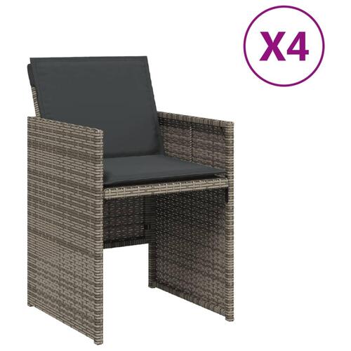 Havestole med hynder 4 stk. polyrattan grå