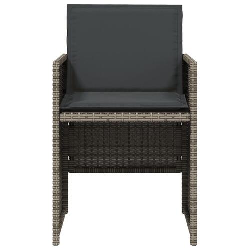 Havestole med hynder 4 stk. polyrattan grå