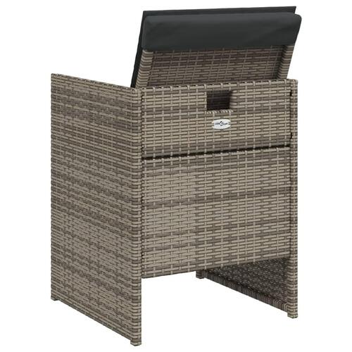 Havestole med hynder 4 stk. polyrattan grå