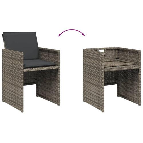 Havestole med hynder 4 stk. polyrattan grå